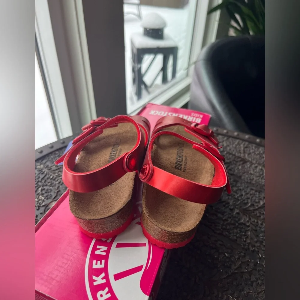 BIRKENSTOCK RIO KIDS SOFT METALLIC RED SANDALS 26 EU 8 US - Picture 7 of 8